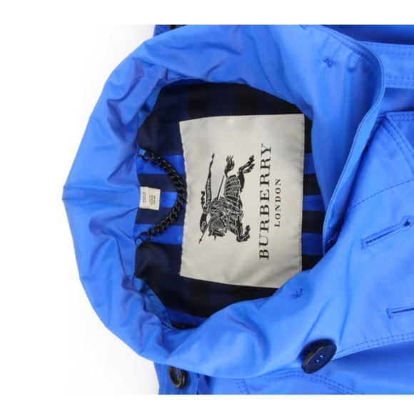 Burberry Iridescent Blue Tropical Gabardine Raincoat - US10 - Picture 3 of 5
